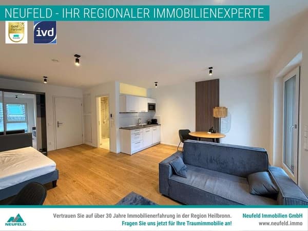 Möblierte 1-Zimmer Wohnung mit Balkon in der Heilbronner Innenstadt!