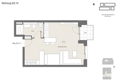 Möblierte 1-Zimmer Wohnung mit Balkon in der Heilbronner Innenstadt! — Bild 20